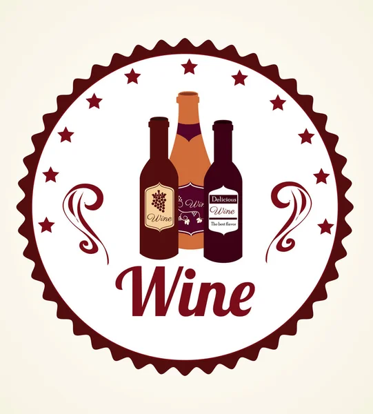 Diseño del vino sobre la ilustración del vector de fondo blanco — Vector de stock