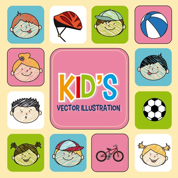Детский дизайн поверх бежевого фона векторной иллюстрации — стоковый вектор