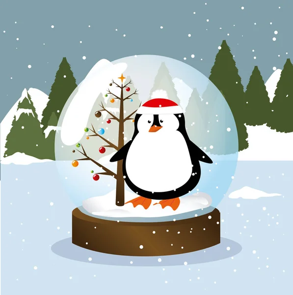 Merry christmas design over landscape background vector illustra — Stock Vector