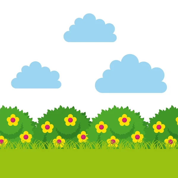 Bushes with beautiful flowers — Stock Vector
