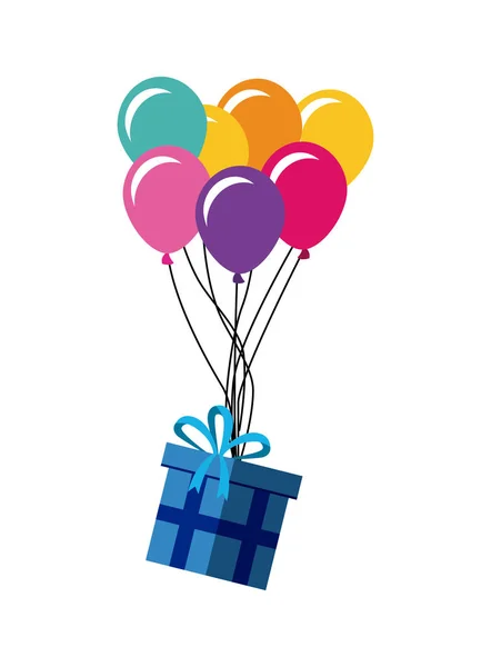 Coffret cadeau et ballons colorés — Image vectorielle