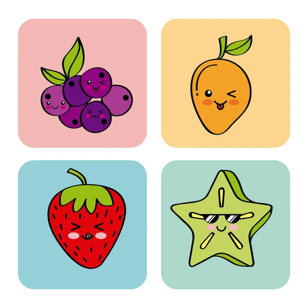 Design de frutas kawaii — Vetor de Stock