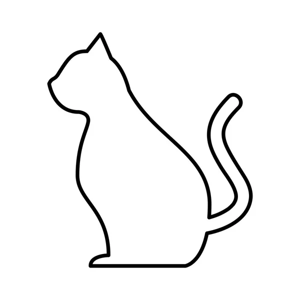 Cute cat mascot silhouette isolated icon — Stock Vector