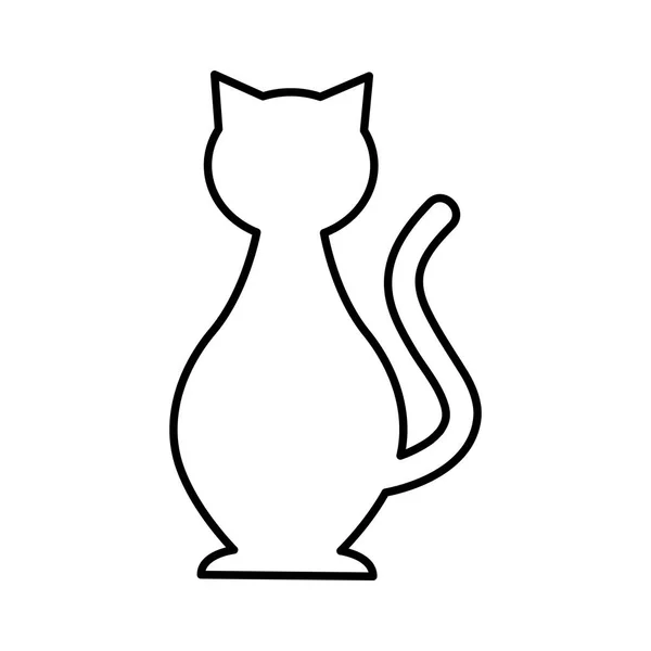 Niedliche Katze Maskottchen Silhouette isoliert Symbol — Stockvektor