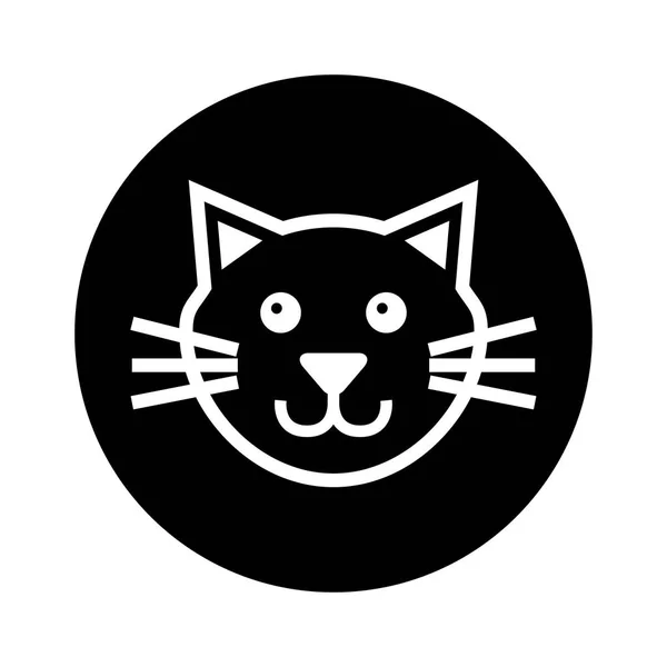 Cute cat mascot silhouette isolated icon — Stock Vector