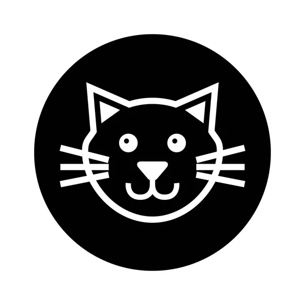 Schattige kat mascotte silhouet geïsoleerde pictogram — Stockvector