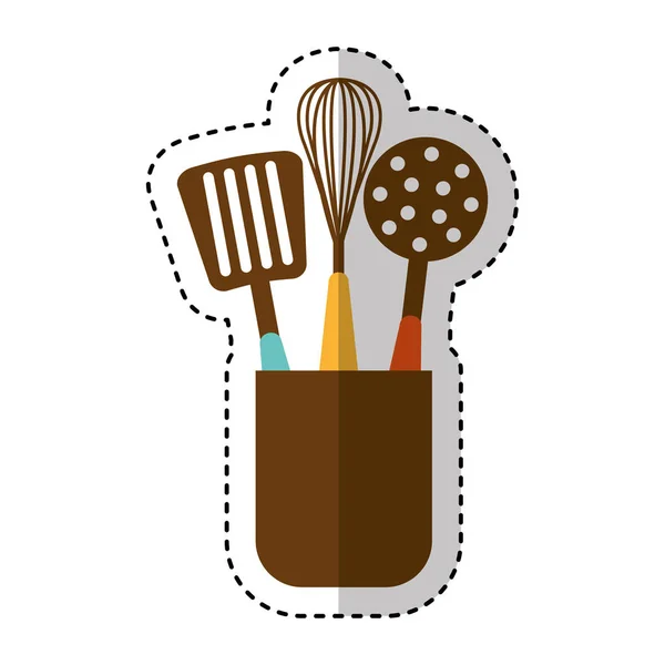 Glass with kitchen cutlery isolated icon — Stock Vector