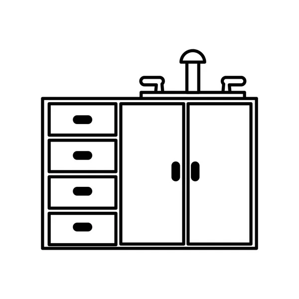 Gabinete de cocina icono aislado — Vector de stock