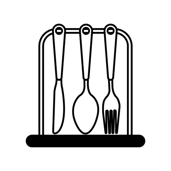 Набор кухня столовые приборы изолированный значок — стоковый вектор