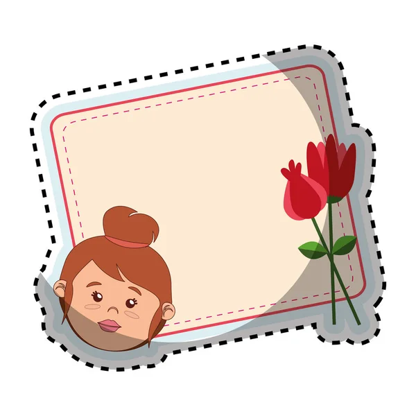 女性の顔や花のカード — ストックベクタ