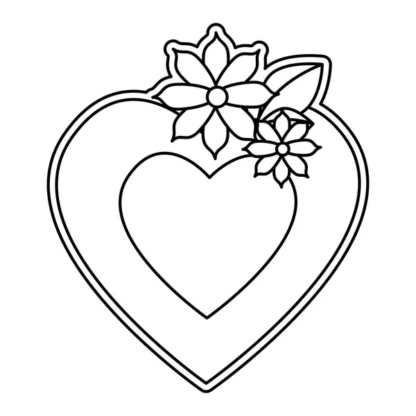 Diseño de corazón y flores — Vector de stock