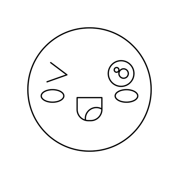 Kawaii icône visage heureux — Image vectorielle