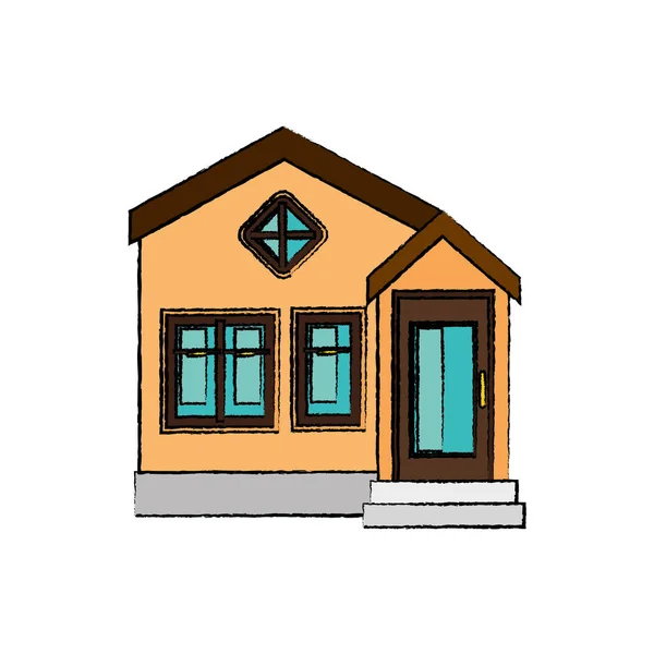 Maison icône isolée extérieure — Image vectorielle