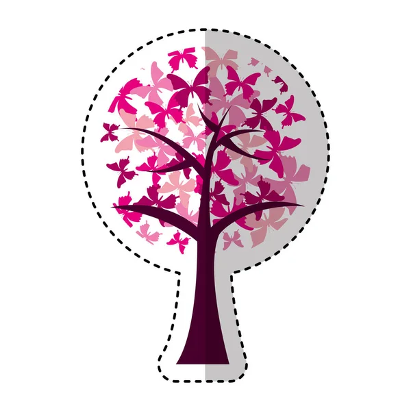 Plante d'arbre avec icône papillons — Image vectorielle