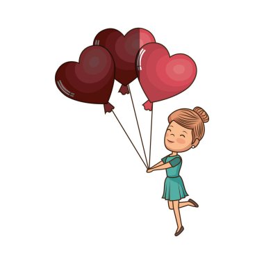 Kalp balonlar ile şirin kız