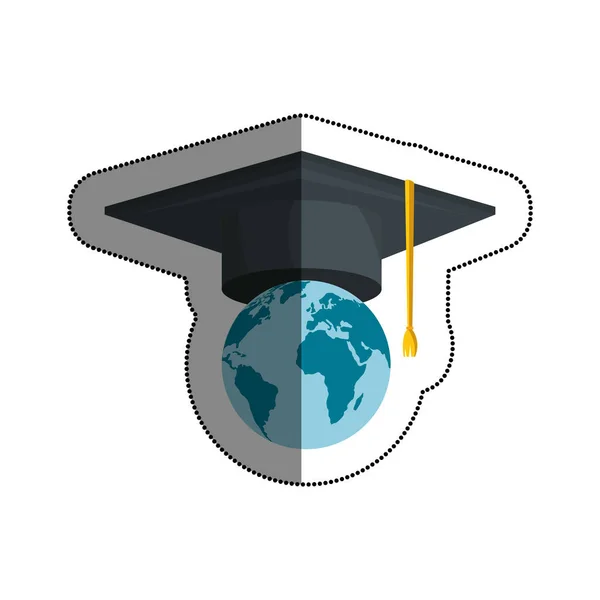 World planet earth with hat graduation — Stock Vector