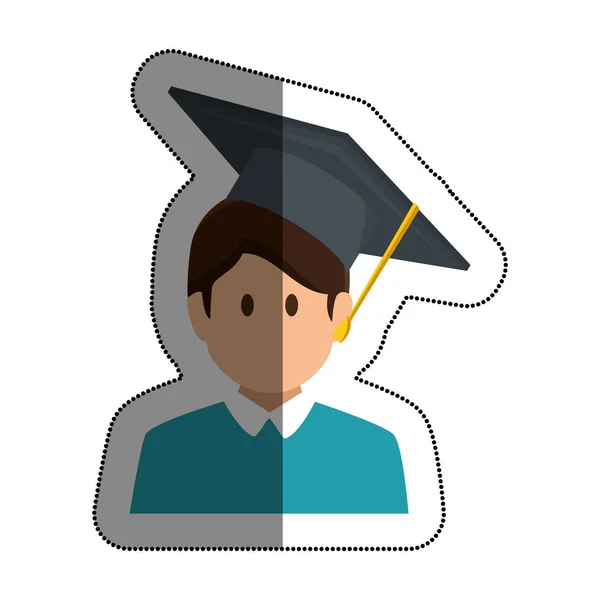 Student avatar with graduation hat isolated icon — Stock Vector