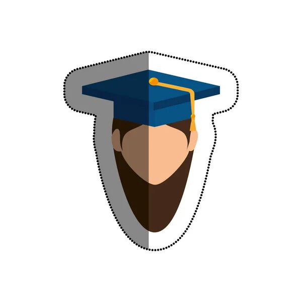 Avatar estudiante con sombrero de graduación icono aislado — Vector de stock