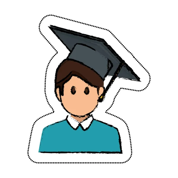 学生阿凡达 》 与毕业帽子孤立图标 — 图库矢量图片