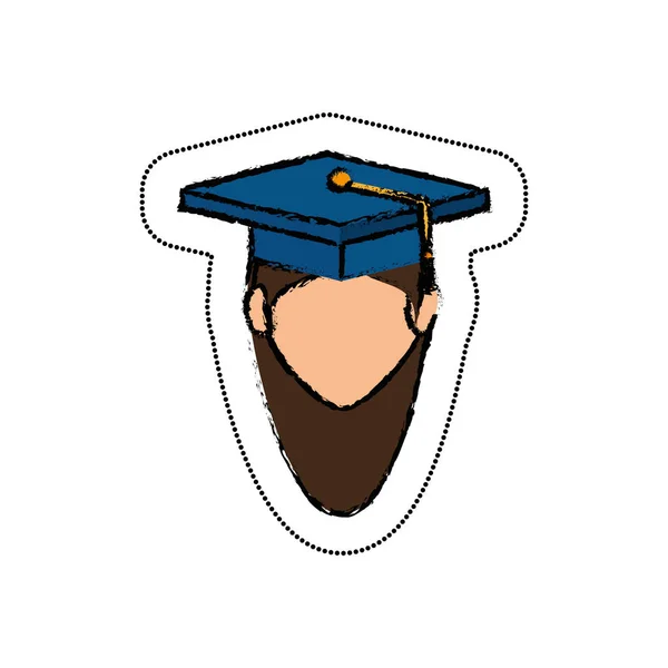 Student avatar z graduacyjnej kapelusz na białym tle ikona — Wektor stockowy