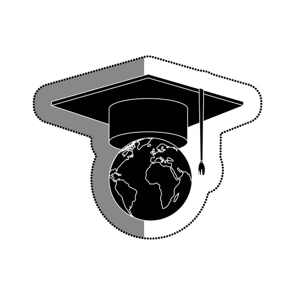 Dünya seyyare yerküre ile şapka mezuniyet — Stok Vektör