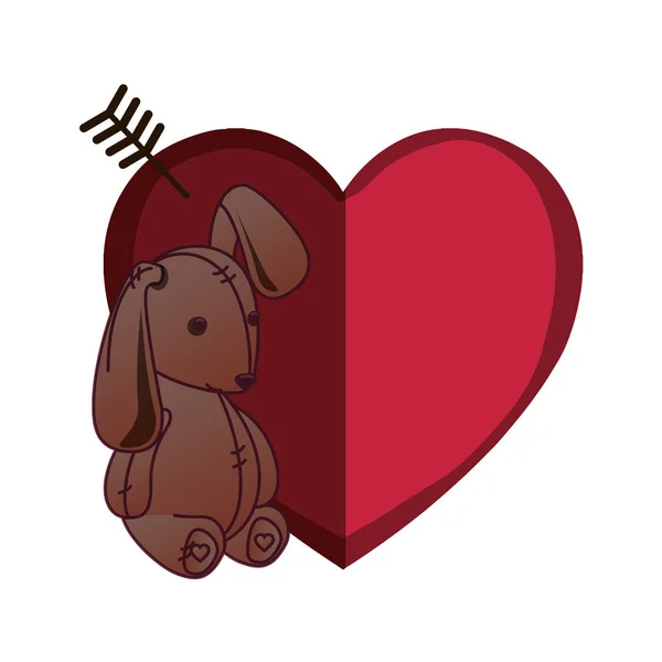Aşk kartı ile doldurulmuş tavşan — Stok Vektör