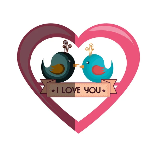 Tarjeta de amor con pájaro lindo — Vector de stock