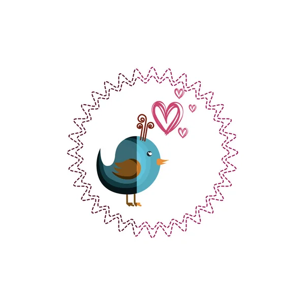 Tarjeta de amor con pájaro lindo — Vector de stock