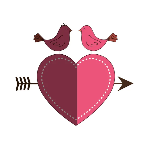 Szerelmes üdvözlőlap aranyos madár — Stock Vector