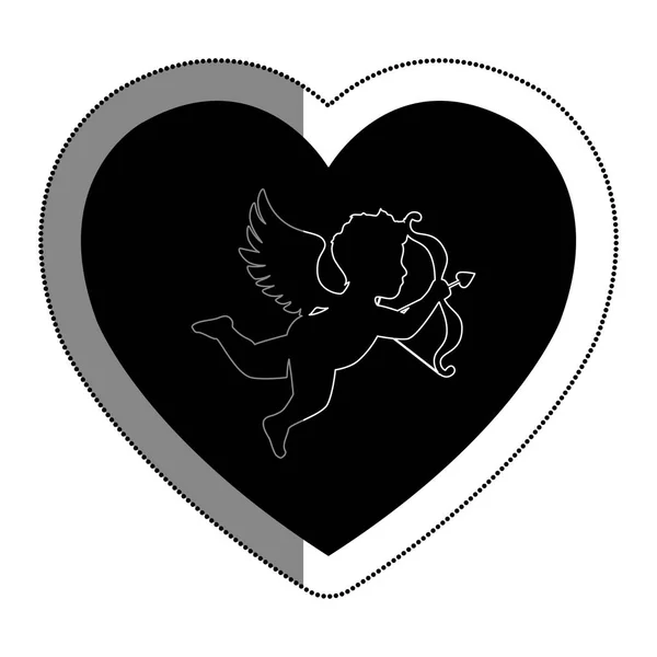 Carte d'amour avec ange Cupidon — Image vectorielle