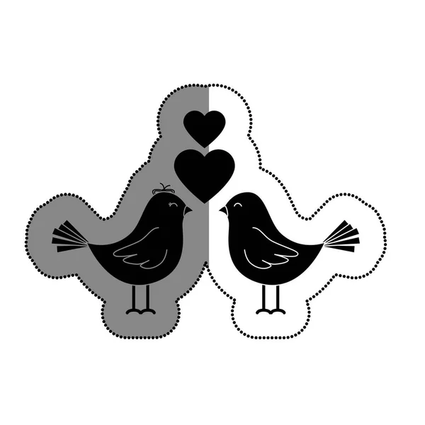 Liefde kaart met schattige vogel — Stockvector