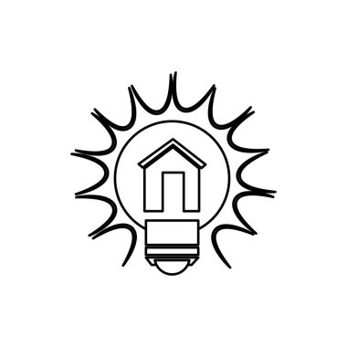 ev çizim simgesiyle ışık ampul