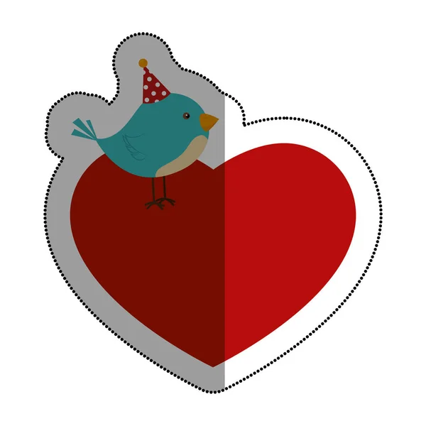 Kärlek hjärta med söt fågel — Stock vektor