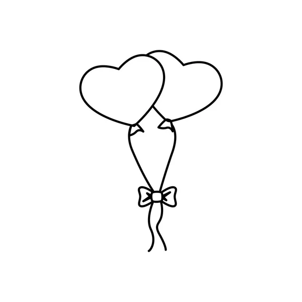 Hearts balloons air icon — Stock Vector