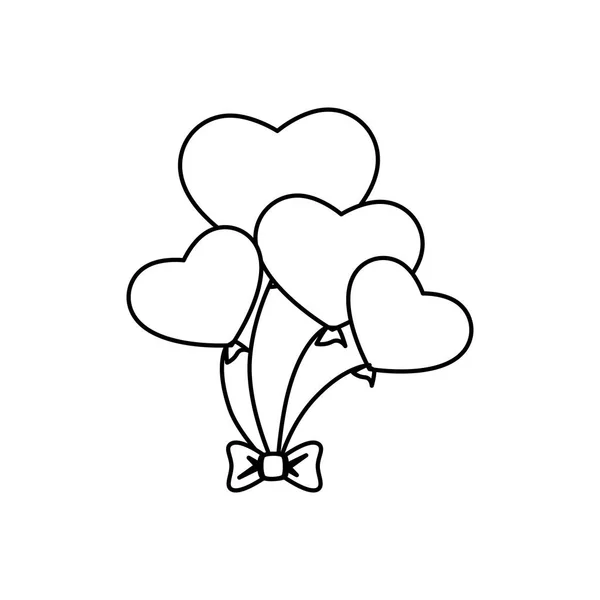 Hearts balloons air icon — Stock Vector