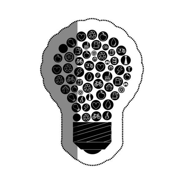 Lâmpada de luz com símbolo ecologia —  Vetores de Stock