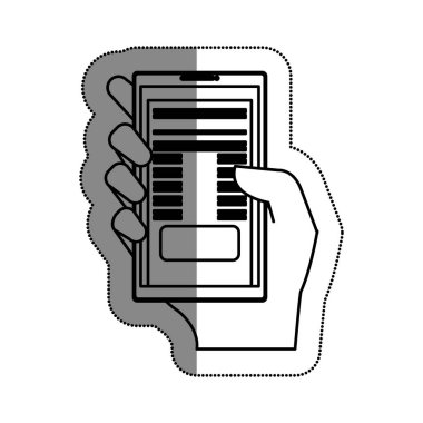 smartphone aygıtı izole simgesi olan kullanıcı el