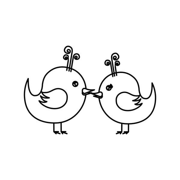 爱卡与可爱的鸟 — 图库矢量图片