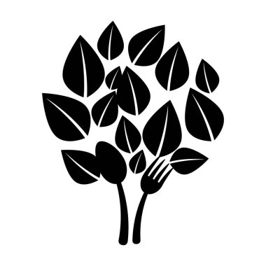 çatal bıçak takımı ile sağlıklı gıda yapraklar