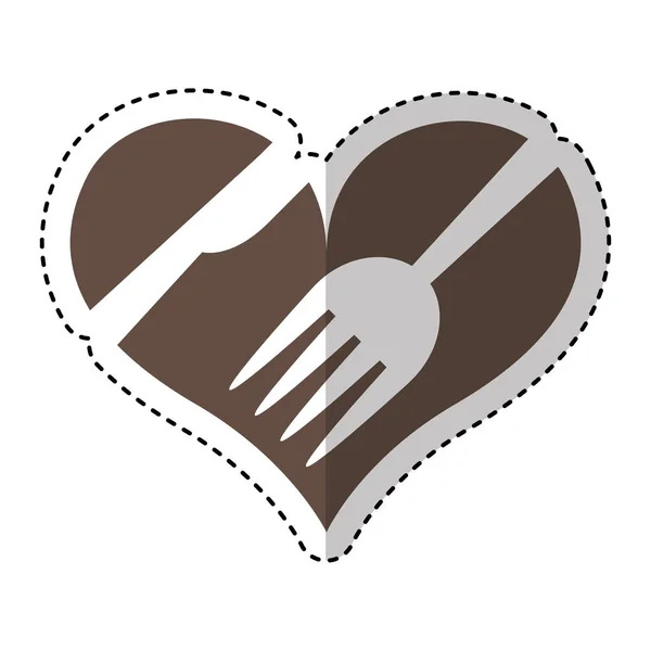 Heart with fork and knife — Stock Vector