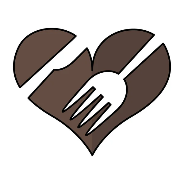 Hjärta med gaffel och kniv — Stock vektor