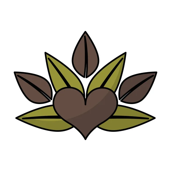 Hjärta med leafs emblem — Stock vektor