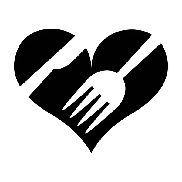 Srdce s vidličkou a nožem — Stockový vektor