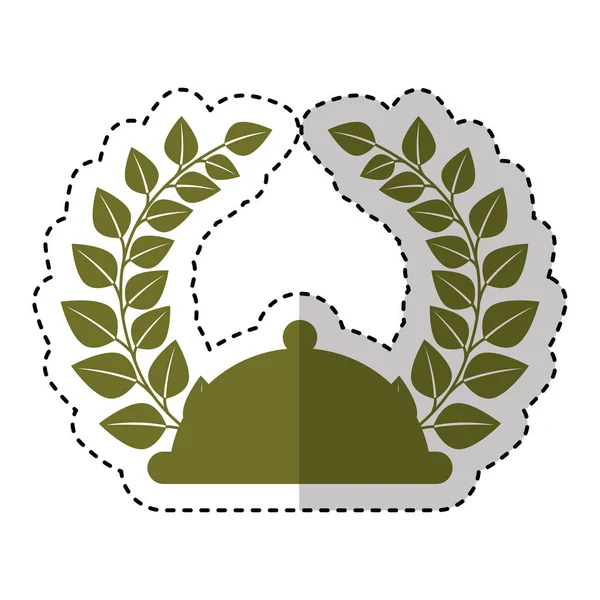 Поднос с эмблемой венка из листьев короны — стоковый вектор