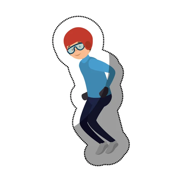 Atleta homem praticando snowboard avatar personagem —  Vetores de Stock