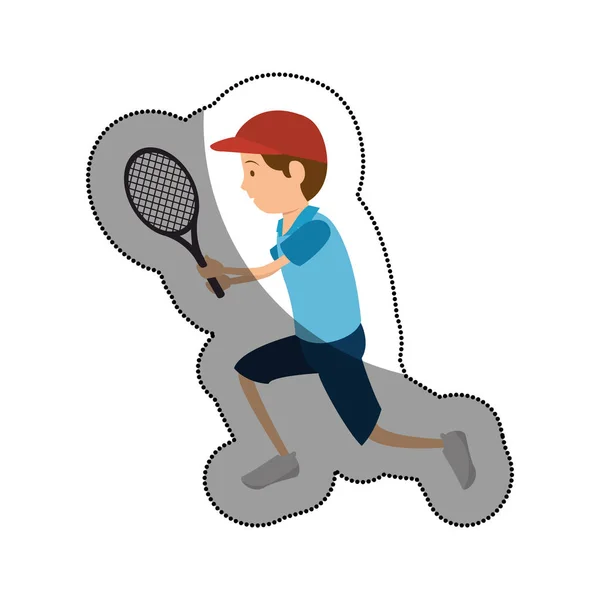 Homme athlète pratiquant le tennis avatar caractère — Image vectorielle