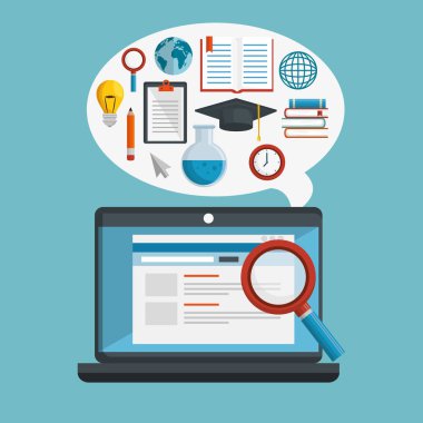 eğitim online kavramı simgeler