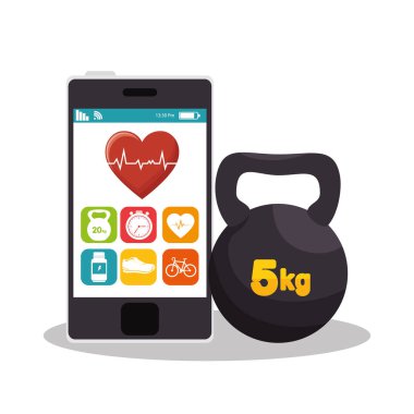 Fitness yaşam tarzı öğeleri simgeler