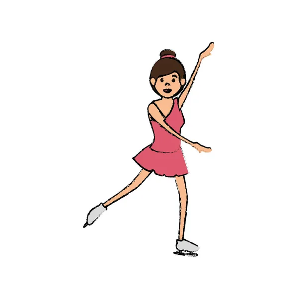 Woman athlete dancing in skate avatar character — Stock Vector