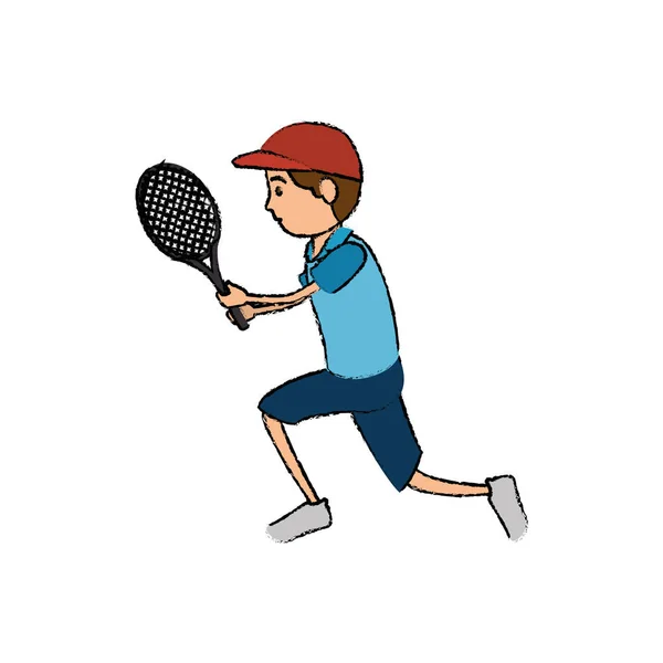 Hombre atleta practicando tenis avatar carácter — Vector de stock